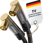 KabelDirekt - Câble d'antenne 4K, câble TV coudé à 90° - Câble TV avec fiche métallique incassable pour la télévision numérique et analogique - 20 m (fiche coudée vers prise coudée pour DVB-T/DVB-S)