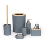 6-Piece Bathroom & Sink Accessory Set with Bamboo Trim