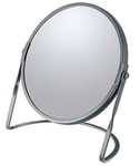 Spirella Miroir de Maquillage à Poser Miroir de beauté Miroir cosmétiques Double Face Miroir de courtoisie pivotant „Akira“ grossissement x5 - Gris Mat