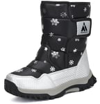 Mishansha Hiver Bottes de Neige Garcon Bottines Garcons Chaudes De Coton Antidérapantes Extérieures Enfant Botte Noir 32