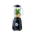 MasterChef Mixeur Blender Smoothie, Soupe, Pesto et plus, Bol en Verre, 1 Litre, Lames en Acier Inoxydable, 2 Vitesses, Passe au Lave-vaisselle, 400W, Noir