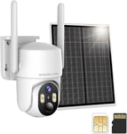 4G Lte Caméra Surveillance Solaire Avec Carte Sim, Camera Exterieur Sans Fil Batterie 2K Hd, Caméra De Surveillance Sans Wifi[J412]