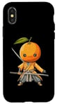 Coque pour iPhone X/XS Samouraï japonais orange guerrier Ukiyo Sensei Samouraï