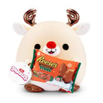 Snackles Christmas 35 cm, Reindeer and Reese's Peanut Butter Trees by ZURU Cuddly Squishy Comfort Plush with License Snack Brand Accessory (Reindeer, Reese's Peanut Butter Trees)