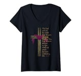 Womens John 3:16 For God So Loved The World Bible Verse with Cross V-Neck T-Shirt