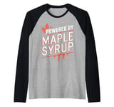 Cute Powered By Maple Syrup Maple Tree Tapping Sugaring Raglan Baseball Tee