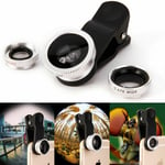 Universal 3 in 1 Mobile Phone Camera Lens Wide Angle Fish eye Macro Clip Set Kit