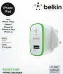 Belkin BOOST↑UP 2.4A Home Charger for iPad Pro / iPhone XR / XS / X / 8 / 8+ / 7