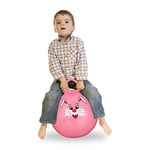 Relaxdays 10022554_52, 45 cm, Pink Kids Bouncy Ball with Handle, Bunny, For In-and Outdoors, Animal Print, Space Hopper, Diameter