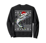 Ugly Sweater Xmas Lights Santa Hat Barracuda Fish Christmas Sweatshirt