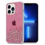 Coque pour Apple iPhone 13 PRO en Rose avec Paillettes Housse de protection Étui en silicone TPU flexible avec paillettes scintillantes - Neuf