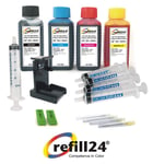 refill24 Kit de recharge pour cartouches d'encre HP 304/304 XL avec flacons d'encre noire et couleur de haute qualité Livré avec