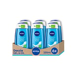 NIVEA Douche Gel Fresh Pure en lot de 6 x 250 ml, douche fraîche et régénérante, nettoyant corps gel enrichi en vitamine C et E et minéraux marins