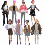 8 st 30 cm Barbie dockkläder Mode pälsrock coa A