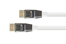 Python Series Premium DisplayPort 1.4 Cable - 8 K @ 60 Hz / 4 K @ 240 Hz - Full Metal Plug with Locking - Gold-Plated Connectors - Triple Shielding - Copper Conductor - Nylon Mesh - White - 1 m