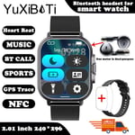 2024 Smart Watch 2 In 1 Kuulokkeilla Älykello Bluetooth Call Miesten Kello Gps Track Sykemittari Toista Musiikkia Smartwatch_Black mesh belt_Headphone Watch