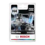 Bosch H4 Ampoule de Phare Halogène Ultra Blanc, 12V 60/55 W, Look LED Blanc Moderne - Culot P43t - Pack de 2 Ampoules de Rechange pour Voiture