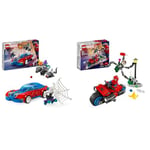 LEGO Marvel Spider-Man Race Car & Venom Green Goblin, Super Hero Building Toys & Marvel Motorcycle Chase: Spider-Man vs. Doc Ock, Motorbike Building Toy for Kids