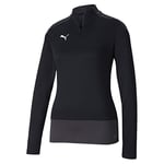 PUMA Women's teamGOAL 23 1/4 Zip Top W Pullover, Black-Asphalt, Small