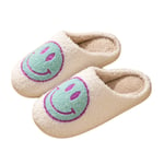 Bekväma Smiley Face Plyschtofflor Mysiga Plysch Varma Slide on Hustomtofflor med Minnesskum Hem Slip-on Pälstofflor Dämpade Tofflor