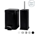 Square Toilet Brush & Bin Set