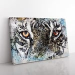 Eye Of The Tiger In Abstract Modern Art Canvas Wall Art Print Ready to Hang, Framed Picture for Living Room Bedroom Home Office Décor, 60x40 cm (24x16 Inch)