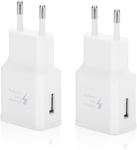 2 Pack Chargeur Usb Compatibles Avec Samsung Galaxy S21 S20 S10 S9 S8 S7 S6 Edge/Plus/Active A03 A13 A14 A34 A53 A54 Note 9/8 Et Autres Smartphones, Charge Rapide Usb Prise Secteur[Cha300482]