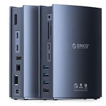 ORICO USB C Docking Station, Thunderbolt 3 Dock Dual Monitor, 15 in 1 Docking Station for USB-C Laptop, Dual 4K@60Hz Display, USB-A Gen 1, USB-C Gen 2, DP1.4, for MacBook Mac & Windows