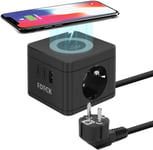 Multiprise Cube Chargeur Sans Fil 10W Tour Multiprise 2 Ac Prises Avec 2 Usb-C Et 1 Usb-A Multiprise Electrique Avec Interrupteur Qi Multiprise Parafoudre Pour La Maison Et Le Bure[MUL211275]