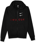 Nike M NSW Swoosh Hoodie FZ BB Sweat-Shirt Homme, Black/University Red/(White), FR : 2XL (Taille Fabricant : 2XL)