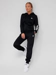 adidas Sportswear Womens Linear Tracksuit - Black/White, Black/White, Size 2Xs, Women