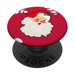 Vibes vintage Père Noël et sucre d'orge rouge PopSockets PopGrip Adhésif