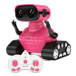 ALLCELE Robot Jouet pour Enfants Filles RC Robot Jouet avec Télécommande, Musique Intéressante Yeux LED et Bras Flexibles, Excellent Cadeau d'anniversaire pour Les Enfants à partir de 3 Ans(Rouge)