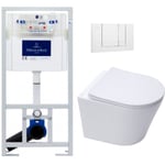 Pack wc Bâti-support + wc sat sans bride et fixations invisibles + Plaque blanche (ViConnectInfinitio-2-DE) - Villeroy&boch