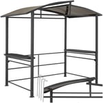 TECTAKE Abri Pavillon pour barbecue ASADO avec 2 étagères grillagées et des barres de suspension - Gris