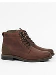 Barbour Deckham Leather Derby Lace Up Boots - Brown, Brown, Size 8, Men