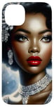 iPhone 14 Plus Glamorous Black Woman In Silver Art With Vintage Style Case