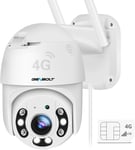 3G/4G LTE Caméra Surveillance Extérieure avec Carte Sim, PoE PTZ CCTV IP Camera Cellulaire sans WiFi à Brancher Fillare Détection Humaine Vision Nocturne Couleur Suivi Auto