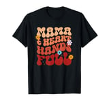 Mama Heart Hands Full Retro Floral Typography T-Shirt