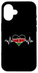 Coque pour iPhone 16 Drapeau Kenya Vintage Heart Beat Kenya Pulse Line