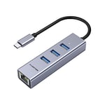 LENTION Hub USB C Ethernet, Adaptateur USB C avec 3 Ports USB 3.0 et RJ45 Gigabit Ethernet LAN Réseau Compatible MacBook Pro 2023-2016, Mac Air/iPad Pro, Plus d'appareils de Type C (C23s Gris)