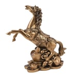 lachineuse - Figurine Cheval de Fortune - Statuette Feng Shui Équestre - Symbole de Richesse & d'Abondance - pour Bureau, Maison - Décoration Chinoise Asiatique - 16,5 x 16,5 cm - Coloris Doré