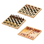 Toyrific 3 in 1 Wooden Board Game Set , Chess Draughts Backgammon Family Games