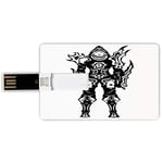 4G USB Flash Drives Credit Card Shape Video Game Memory Stick Bank Card Style Illustration of Warrior in Black and White Fiction Battle Fantastic Creatures Decor,Multi Waterproof Pen Thumb Lovely Jum