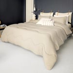 Night Lark - Coverless Duvet - 10.5 Tog - Double - Tufted Dots Collection - Luxury Bedding - Hypoallergenic - Machine Washable - Warm Sand