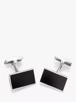 Hoxton London Ebony Wood Rectangle Cufflinks, Silver