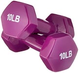 Amazon Basics Vinyl 10 Pounds (4,5 kg) Dumbbells - Set of 2, Purple