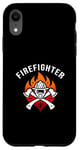 Coque pour iPhone XR Casque de pompier - Hache - Flamme - Appréciation Hero