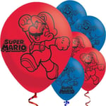 Amscan 9900743 - Super Mario Birthday Party 11 Inch Latex Balloons - 6 Pack,Blu