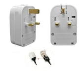 13Amp European EU Schuko to UK 3 Pin Converter Travel Adapter Plug- White